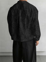 Men's Solid Color Jacquard Long Sleeve Shirt SKUL27288