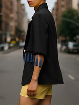 Men's Fringe Patchwork Short Sleeve Blazer SKUL22231