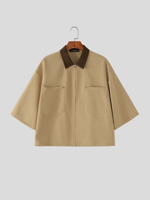 Men's Barn Style Contrast Collar Shirt SKUL53010