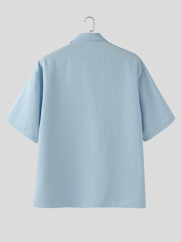 Men's Heart Print Colorblock Short Sleeve Shirt SKUL22250