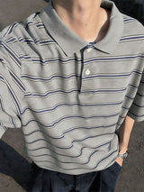 Men's Striped Knit Loose Lapel Shirt SKUL54418