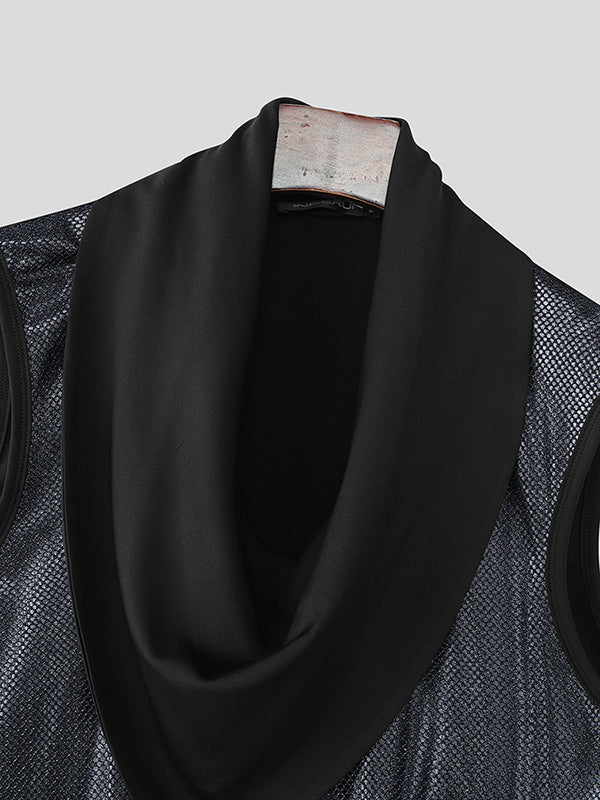 Mens Glitter Lapel Casual Tank SKUL13882