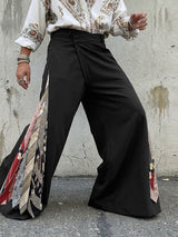 Men's Vintage Bohemian Asymmetrical Waist Side Patchwork Wide Leg Pant SKUL65081
