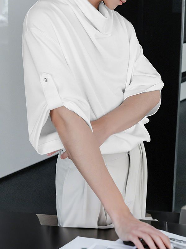 Men's Loose Slouchy Neck Half Sleeve Shirt SKUL38093