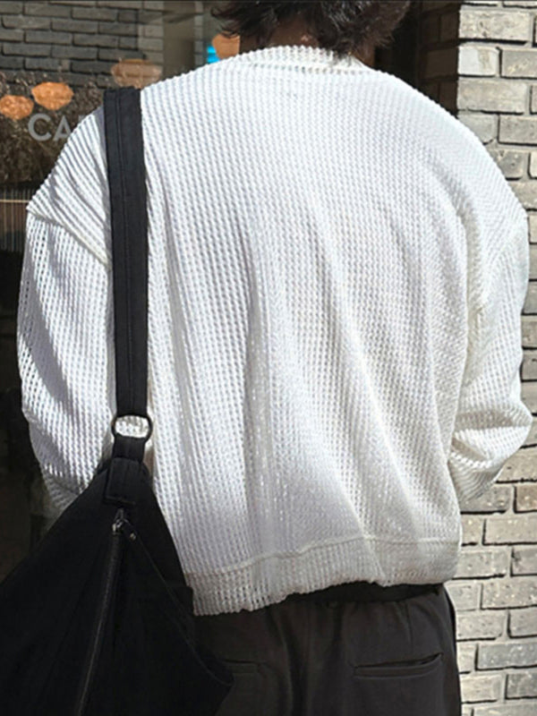 Men's Hollow Mesh Long Sleeve Shirt SKUL40091