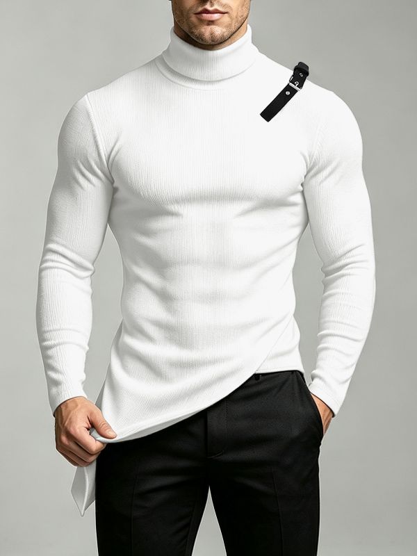 Mens Textured High Neck Long Sleeve Sweater SKUK83281