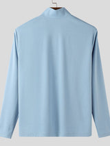 Men's Solid Color Zip Long Sleeve T-Shirt SKUL42367