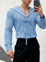 Men's Casual Sailor Collar Long Sleeve T-shirt SKUL46015