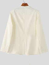 Men's Floral Embellished Shoulder Pad V Neck Long Sleeve Blazer SKUL43807