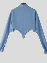 Men's Cutout Cropped Long Sleeve Shirt SKUL41680