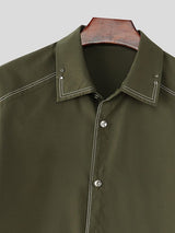 Men's Color Block Stitch Short Sleeve Shirt SKUL36633