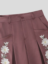Men's Floral Embroidered Glossy High Waist Short SKUL46155