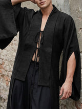Men's Tie Sleeve Slit Long Sleeve Cardigan SKUL57270