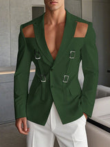 Men's Hollow Button Casual Long Sleeve Blazer SKUL36634