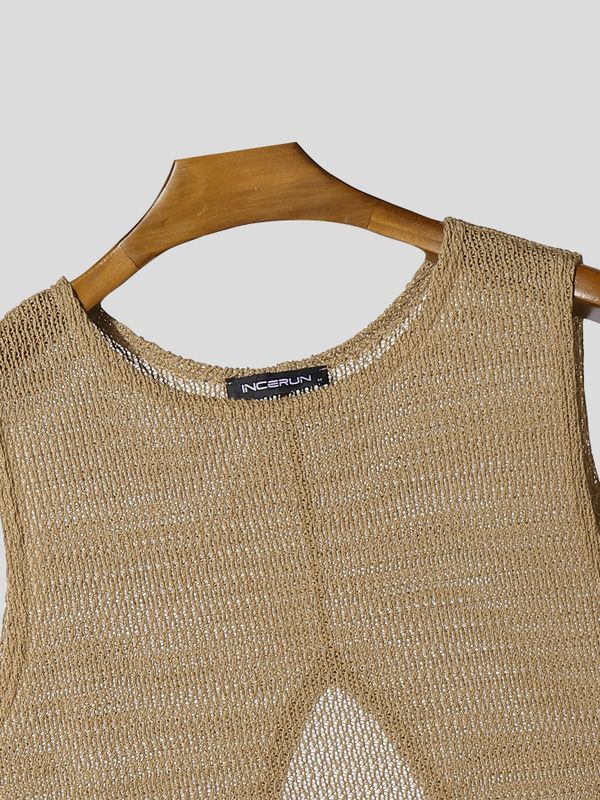 Men's Avant-Garde Split Back Textured Tank SKUL54717