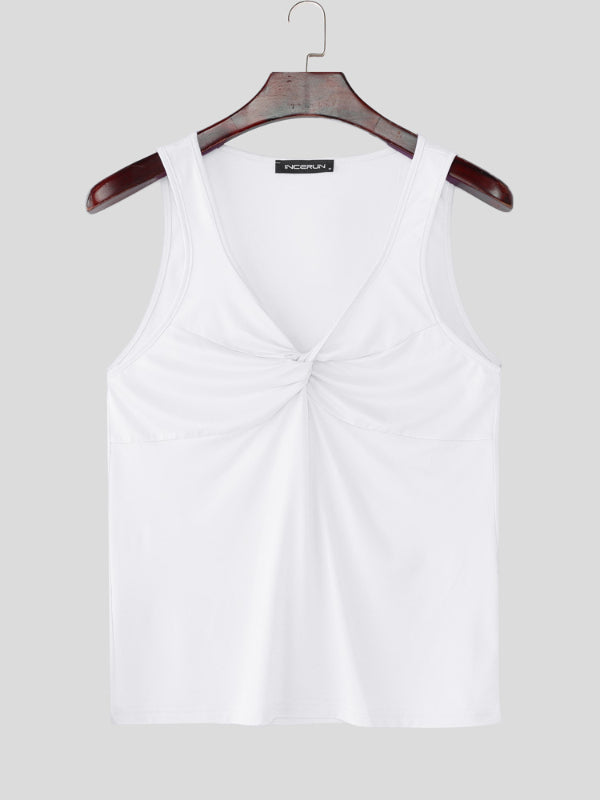 Mens Solid Color Twist Casual Tank SKUL19012