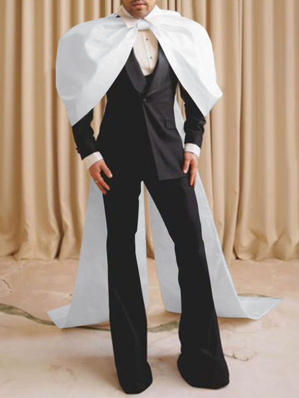 Mens Solid Color Split Hem Wide-Shoulder Cape SKUL08464