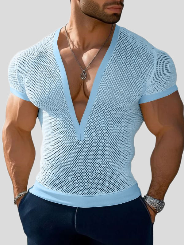 Men's Sheer Mesh Short Sleeve T-shirt SKUL47995