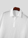 Mens Texture See Through Solid Golf Shirt SKUK49642