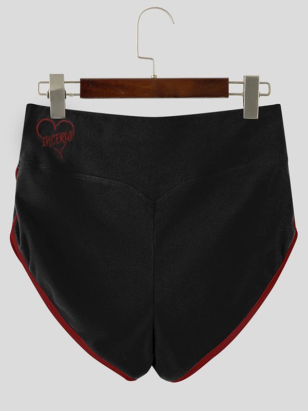 Men's Sexy Gym Contrast Binding Dolphin Hem Butt Lifting High Waist Mini Length Short SKUL82414