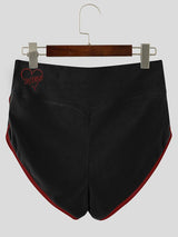 Men's Sexy Gym Contrast Binding Dolphin Hem Butt Lifting High Waist Mini Length Short SKUL82414