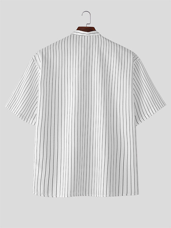 Mens Casual Striped Short Sleeve Shirt SKUL17984