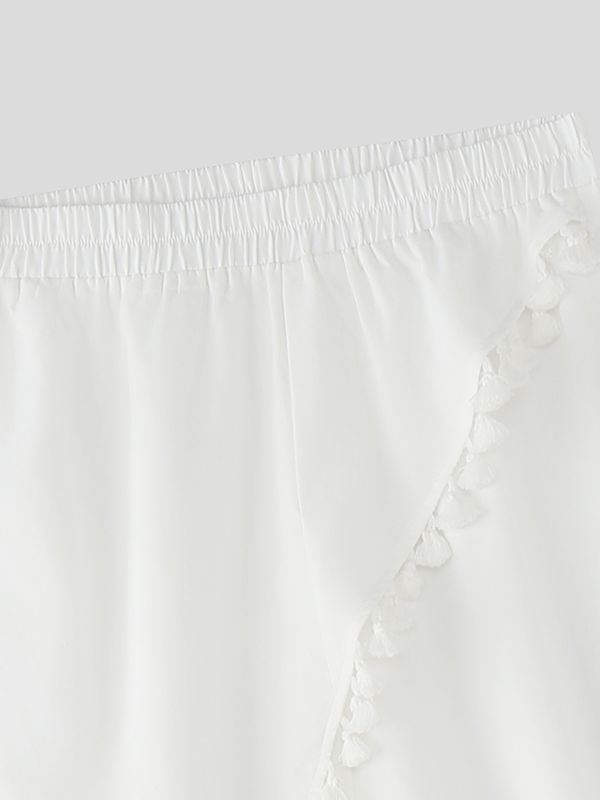 Men's Deconstructed Panel Tassel Patchwork Long Pant SKUL43982