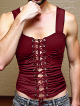 Mens Drawstring Cropped Sleeveless Tank SKUL04269