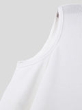 Mens Solid Cold Shoulder Casual Knit T-Shirt SKUK45295