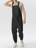 Mens Solid Faux Leather Cargo Overall SKUK11805