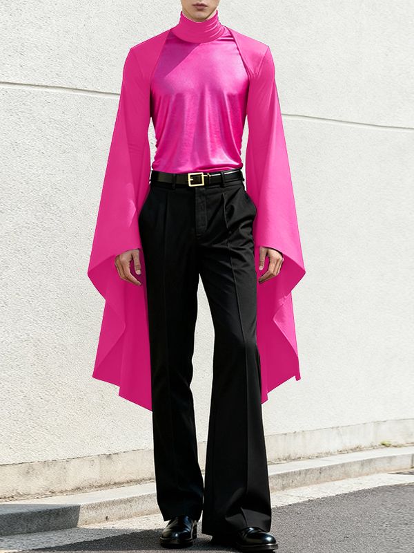 Men's Party Style Glossy Patchwork Long Sleeve T-shirt SKUL50136