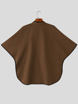 Men's Avant-Garde Resort Contrast Trim Front Pocket Half Sleeve Split Stand Collar Shirt SKUL79047