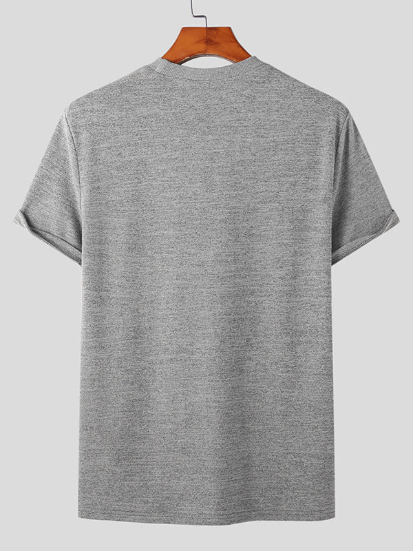 Mens Solid Knit Casual Short Sleeve T-Shirt SKUK05233