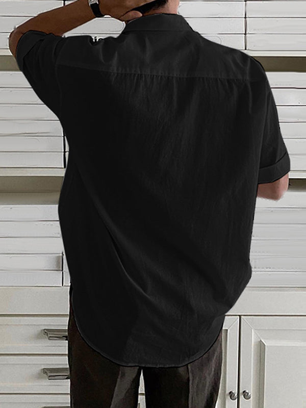 Mens Solid Chest Pocket Short Sleeve Shirt SKUK15496