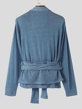 Men's Asymmetrical Placket Lace Up Cinched Waist Long Sleeve Shirt SKUL44020