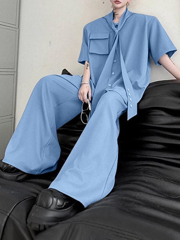 Men's Knotted Tie Casual Two Pieces Outfit SKUL37260