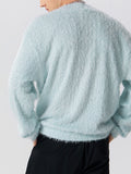 Mens Plush Deep V-Neck Pullover Sweater SKUK25688