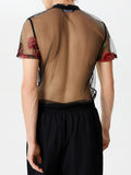 Mens Floral Embroidered See Through Shirt  SKUK50868