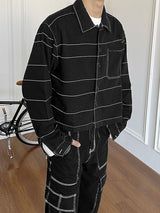 Men's Retro Striped Long Sleeve Jacket SKUL35276