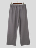 Mens Solid Pleated Casual Straight Pants SKUK40101