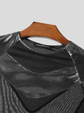 Mens Metallic Mesh Patchwork Short Sleeve Bodysuit SKUK39073