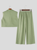 Men's Pinstripe Cropped Notched Lapel Two Pieces Outfit SKUL57619