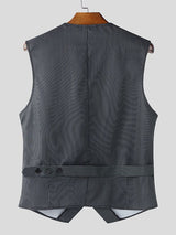 Men's Solid Color Stripe Casual Waistcoat SKUL47735