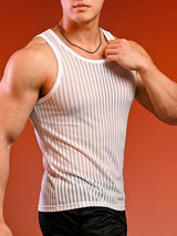 Men's Clubwear Sheer Burnout Vertical Stripe Muscle Tank SKUL73692