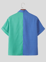 Men's Striped Contrast Color Short Sleeve Shirt SKUL55294