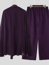 Men's Chiffon Sheer Flap Patchwork Two Pieces Outfit SKUL36616