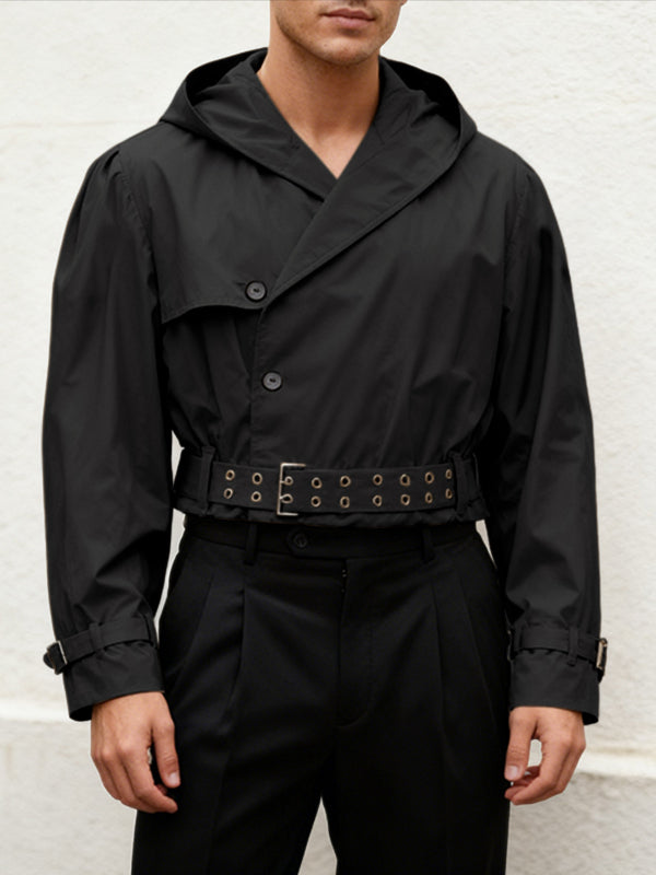 Men's Solid Color Hooded Long Sleeve Jacket SKUL45314