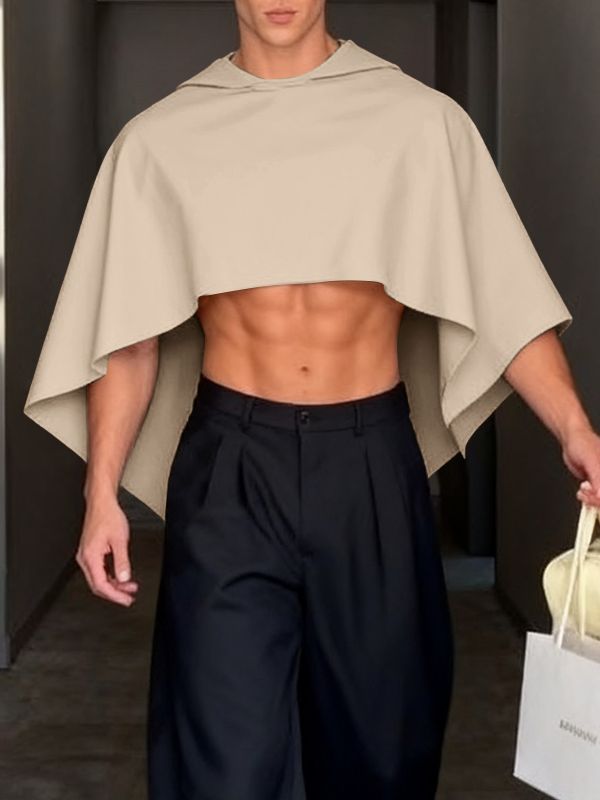 Men's Solid Color Irregular Design Cloak SKUL42503