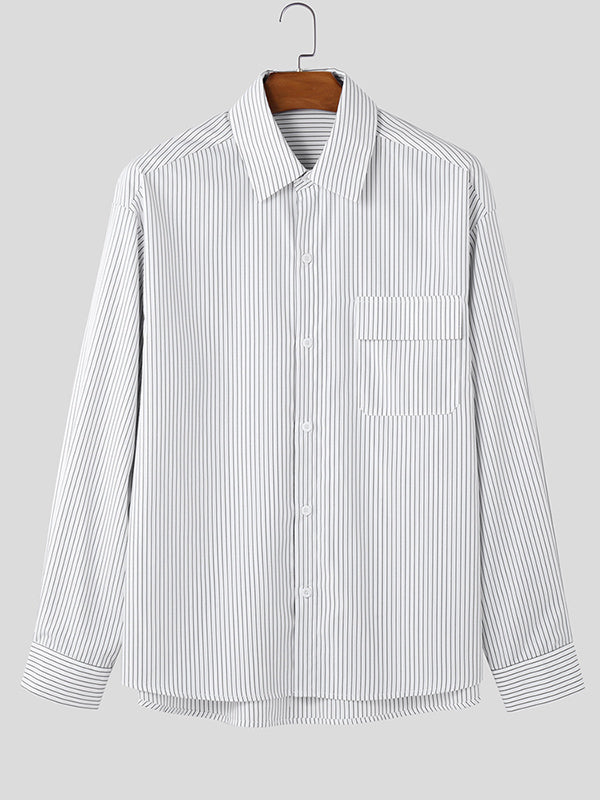 Mens Minimalist Striped Long Sleeve Shirt SKUK98792