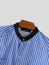 Men's Stripe Contrast Short Sleeve Shirt SKUL30492